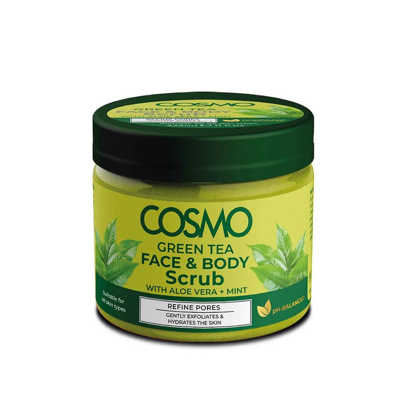 COSMO Green Tea Face & Body Scrub 325Ml - Image 1