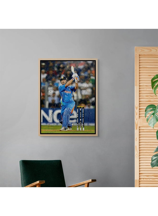 آرت دیکور  ديكور فني مؤطر قماش صورة طباعة MS Dhoni Cricket جدار الفن الرياضة جدار ديكور للمنزل غرفة المعيشة غرفة نوم لاعب الكريكيت العمل الفني الهندي - Image 2