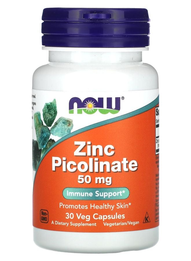 now Zinc Picolinate 50 mg 30 Veg Capsules
