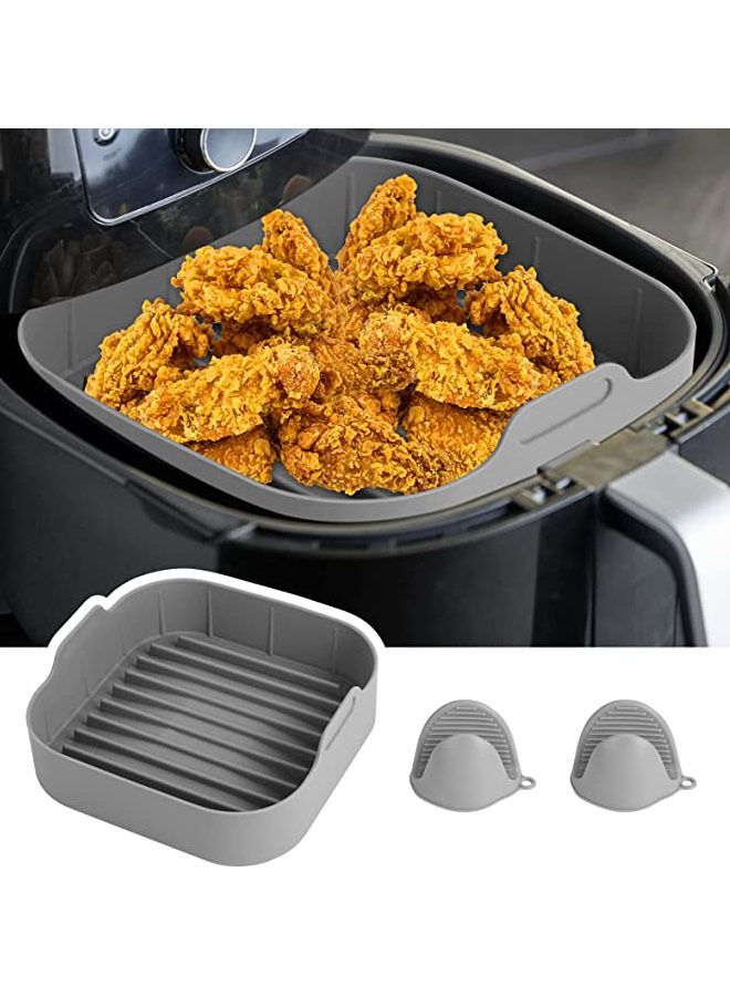 Arabest Air Fryer Silicone Pot and Mitts, 8 inch Reusable Food Safe Air Fryers Oven Basket ,Bowl for Air Fryer Oven Accessories, Replacement of Parchment Paper Liners,for Home Kitchen Supplies (Grey) - Image 3