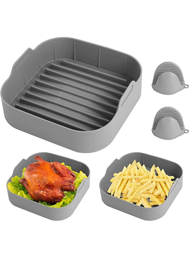 Arabest Air Fryer Silicone Pot and Mitts, 8 inch Reusable Food Safe Air Fryers Oven Basket ,Bowl for Air Fryer Oven Accessories, Replacement of Parchment Paper Liners,for Home Kitchen Supplies (Grey) - Image 1