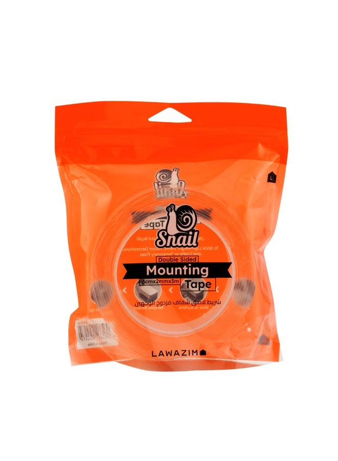 LAWAZIM Snail Double Sided Mounting Tape -3cmx2mmx3m- Clear Reusable Gel Adhesive Tape for Walls, Crafts, Home, Office, No-Drill Wall-Safe Mounting Strip for Organization and DIY for Multi-Surface Use - Image 1