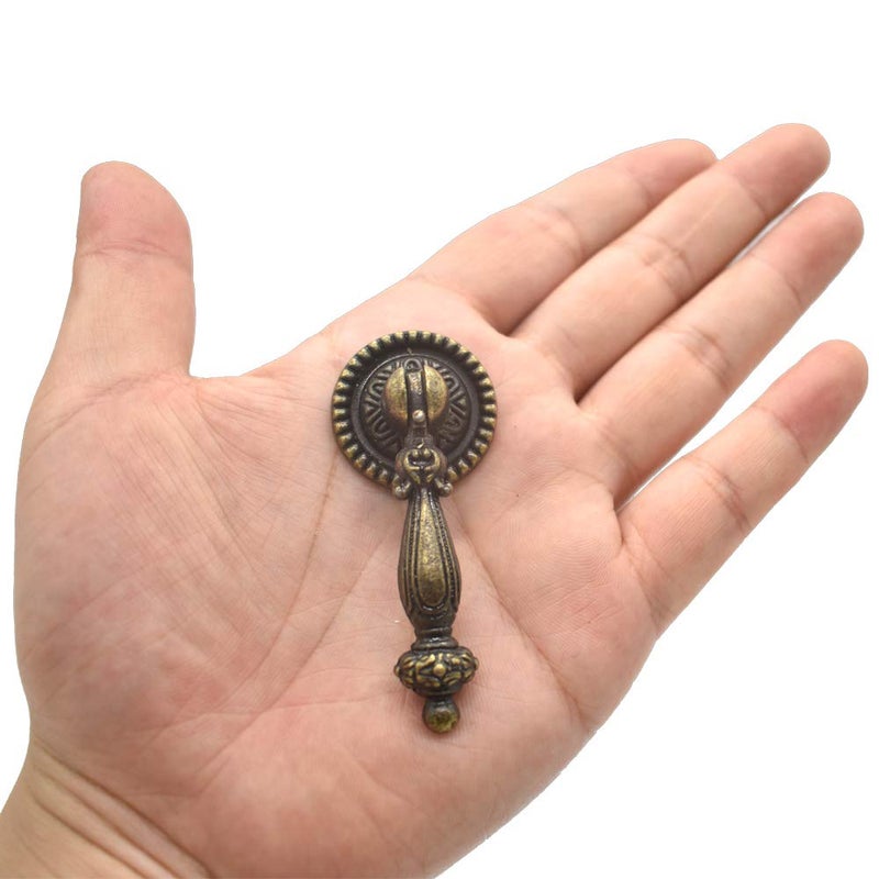 Renashed 4 Pack Antique Drawer Pull Vintage Bronze Metal Drawer Handle Knob (Large Finger Pull Handle) - Image 4