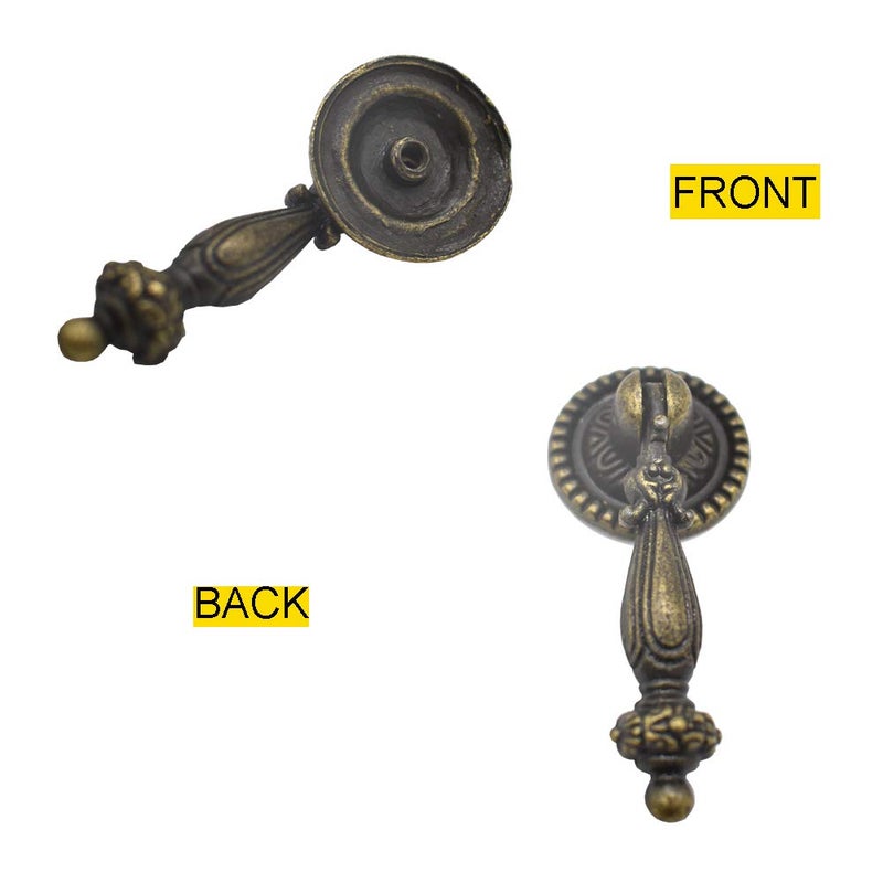 Renashed 4 Pack Antique Drawer Pull Vintage Bronze Metal Drawer Handle Knob (Large Finger Pull Handle) - Image 3