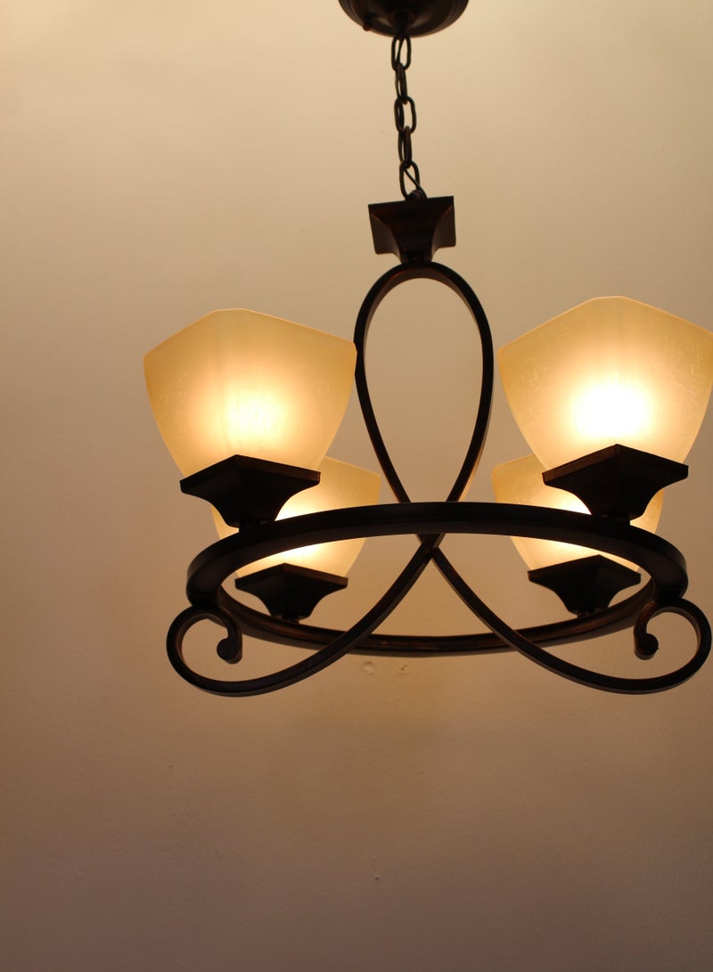 Chandelier 4 Lamps Made From Iron-Dark Brown Color  - Image 1