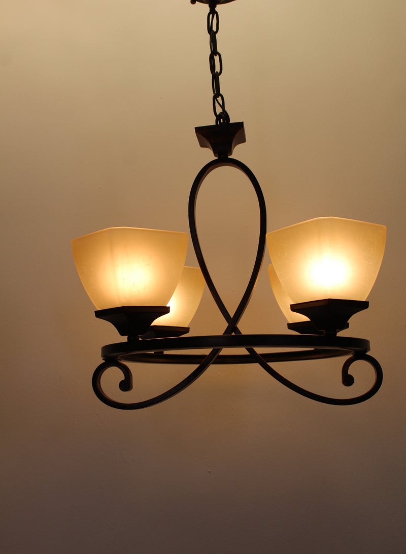 Chandelier 4 Lamps Made From Iron-Dark Brown Color  - Image 2