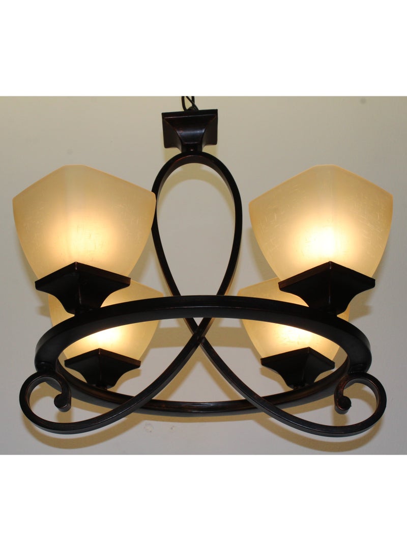 Chandelier 4 Lamps Made From Iron-Dark Brown Color  - Image 4