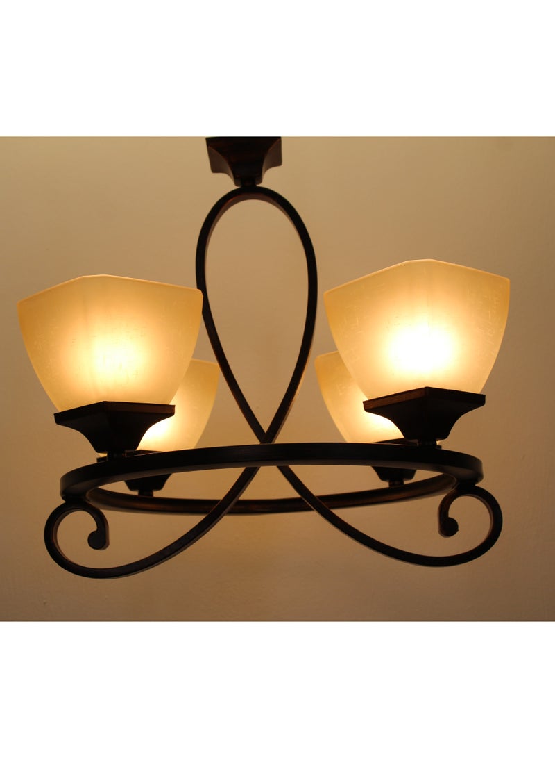 Chandelier 4 Lamps Made From Iron-Dark Brown Color  - Image 3