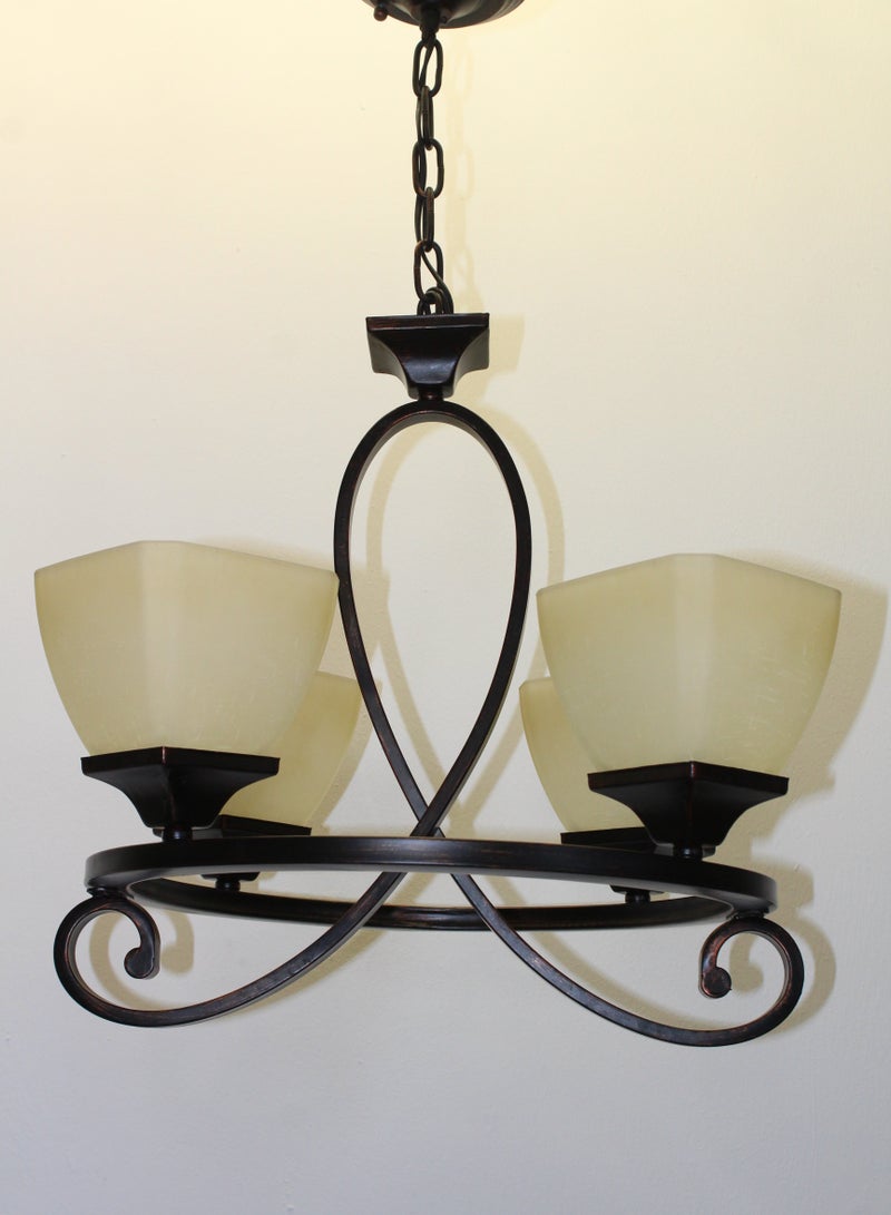 Chandelier 4 Lamps Made From Iron-Dark Brown Color  - Image 5