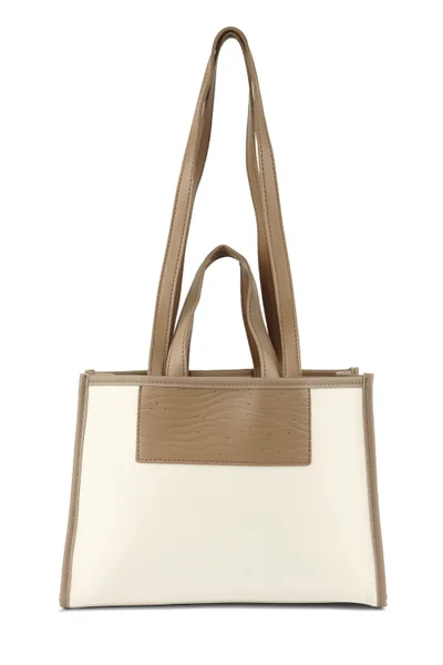 London Rag Off White Wavy Patch Color Block Tote Bag