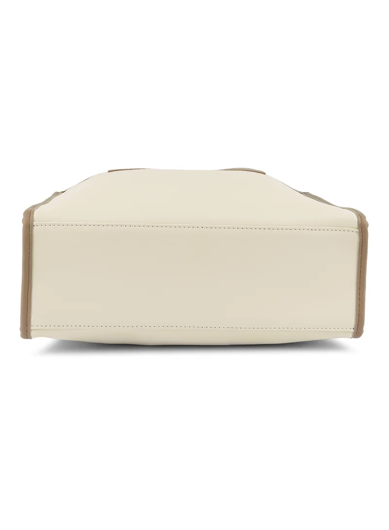 London Rag Off White Wavy Patch Color Block Tote Bag