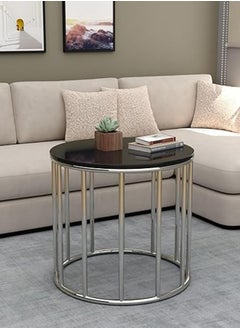 RIGID Stainless Steel Round Coffee Table with Glass Top  62x68x68cm  - Image 1
