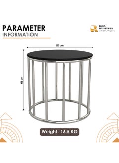RIGID Stainless Steel Round Coffee Table with Glass Top  62x68x68cm  - Image 2