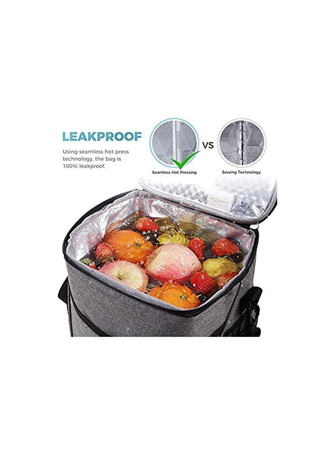 Zaboon Box Lunch Bag For Adults Men Women 9L (12Can) Soft Cooler Bag Waterresistant Leakproof Thermal Bento Bag For Work/School/Picnic Grey - Image 4