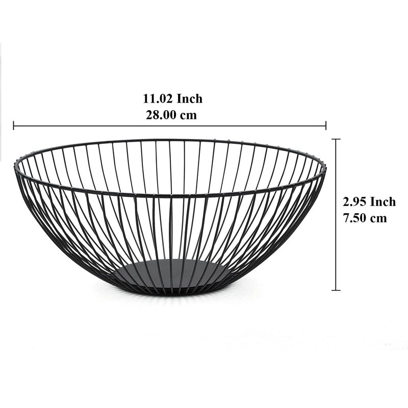 HOMQUEN HOMQUEN Fruit Basket  Fruit Bowl  Metal Wire Fruit Basket for kitchen  Fruit Bowl for Kitchen Counter  Basket for Fruits  Vegetables  Breads  Snacks  Kitchen Gadgets (Round Short  Black)  - Image 2