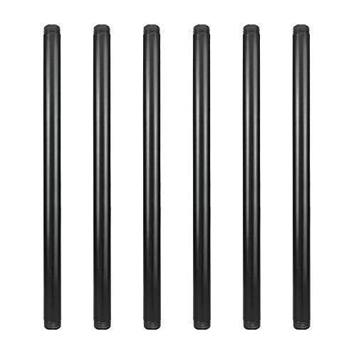 GeilSpace 6 Pack 1/2" × 16" Pre-Cut Black Metal Pipe, Industrial Steel Fits Standard Half Inch Black Threaded Pipes and Fittings - Vintage DIY Industrial Shelving (1/2" × 16") - Image 1