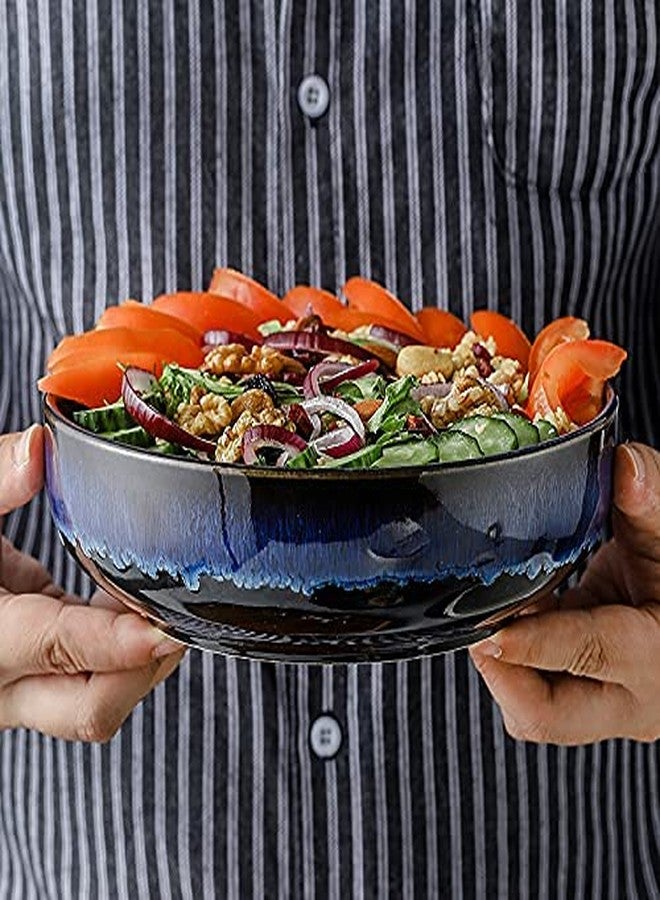 KOOV Ceramic Bowl, 46 OZ Pasta Bowls Set of 4, Large Salad Bowl Set, Dinner Bowls, Stackable Serving Bowls, Reactive Glaze Series (Nebule Blue) - Image 5