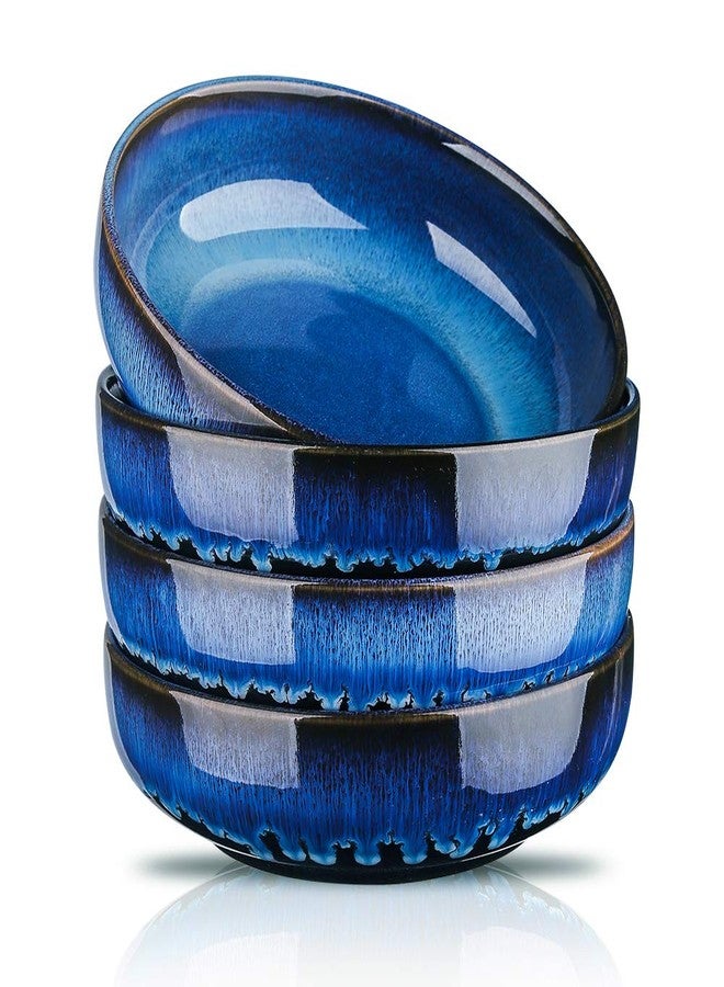 KOOV Ceramic Bowl, 46 OZ Pasta Bowls Set of 4, Large Salad Bowl Set, Dinner Bowls, Stackable Serving Bowls, Reactive Glaze Series (Nebule Blue) - Image 1