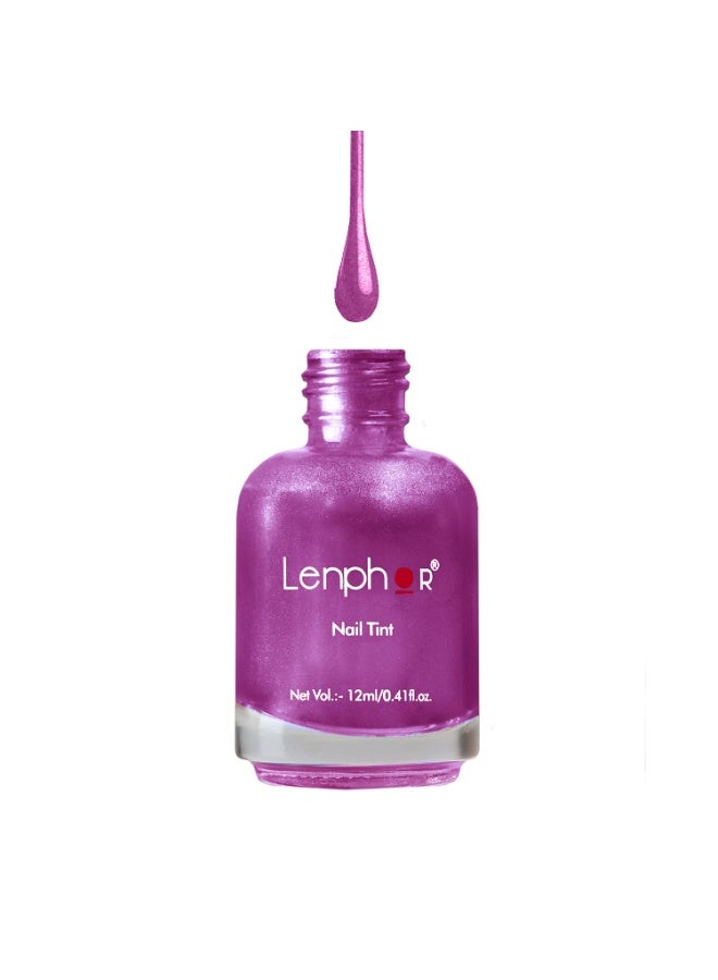 Lenphor Chrome Finish Nail Paint, Metallic Shine Nail Colour, Long Lasting, Fade Resistant, Quick Dry, Metallic Tint Nail Polish, Warm Shade (Purple Rage 12ml) - Image 1