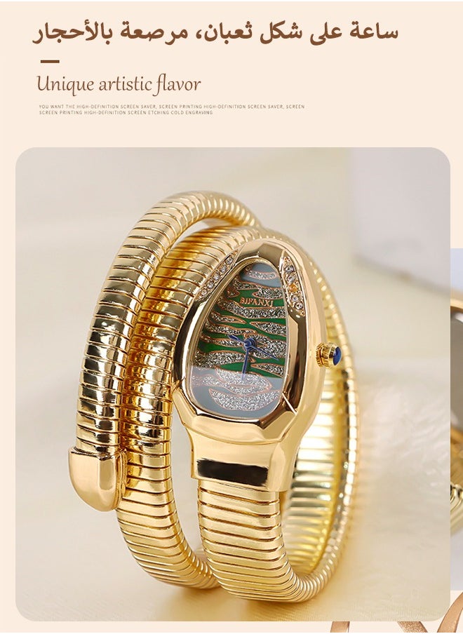 BIFANXI Women's Fashion Watch, Snake-Shaped Diamond Design Quartz Watch ,Fashionable and Versatile Diamond Watch  - Image 2