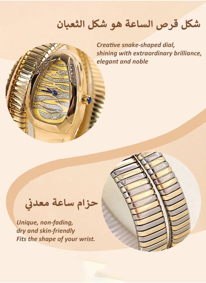 BIFANXI Women's Fashion Watch, Snake-Shaped Diamond Design Quartz Watch ,Fashionable and Versatile Diamond Watch  - Image 3