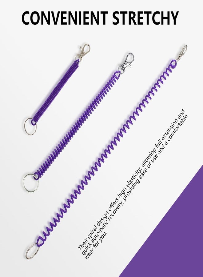 BDS-HOME 32Pcs Retractable Spring Coil Keychain Colorful Spiral Wrist Coil Key Chains Safety Anti-Lost Stretch Cord with Lobster Clasp,16 Colors - Image 5