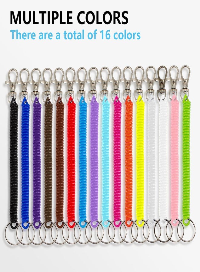 BDS-HOME 32Pcs Retractable Spring Coil Keychain Colorful Spiral Wrist Coil Key Chains Safety Anti-Lost Stretch Cord with Lobster Clasp,16 Colors - Image 3