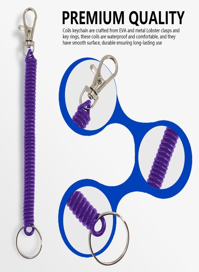 BDS-HOME 32Pcs Retractable Spring Coil Keychain Colorful Spiral Wrist Coil Key Chains Safety Anti-Lost Stretch Cord with Lobster Clasp,16 Colors - Image 4