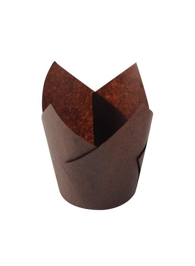 Deera Brown Tulip Cupcake Liners - Muffin Paper Moulds for Elegant Baking (Brown Pack Of 50) - Image 2