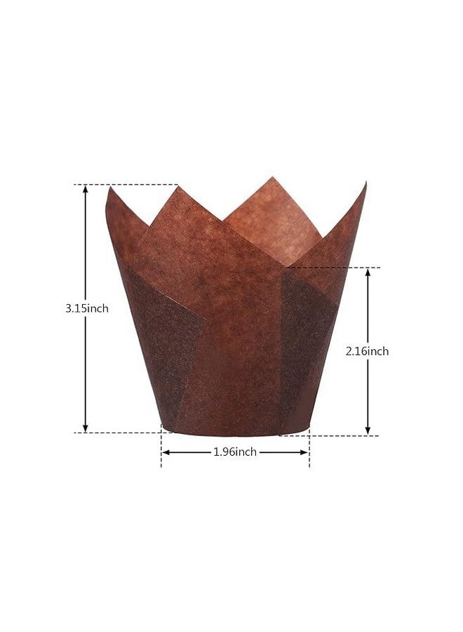 Deera Brown Tulip Cupcake Liners - Muffin Paper Moulds for Elegant Baking (Brown Pack Of 50) - Image 4