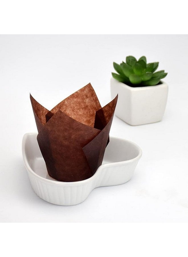 Deera Brown Tulip Cupcake Liners - Muffin Paper Moulds for Elegant Baking (Brown Pack Of 50) - Image 1