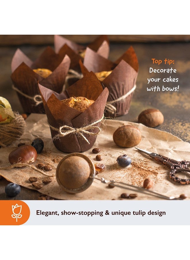Deera Brown Tulip Cupcake Liners - Muffin Paper Moulds for Elegant Baking (Brown Pack Of 50) - Image 5