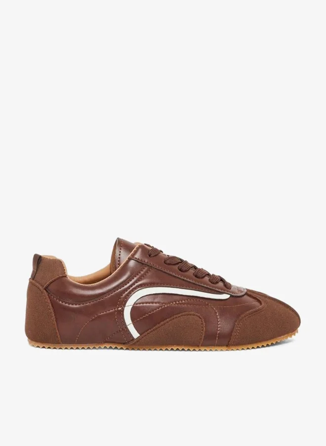 Styli Brown Retro Lace Up Sneakers