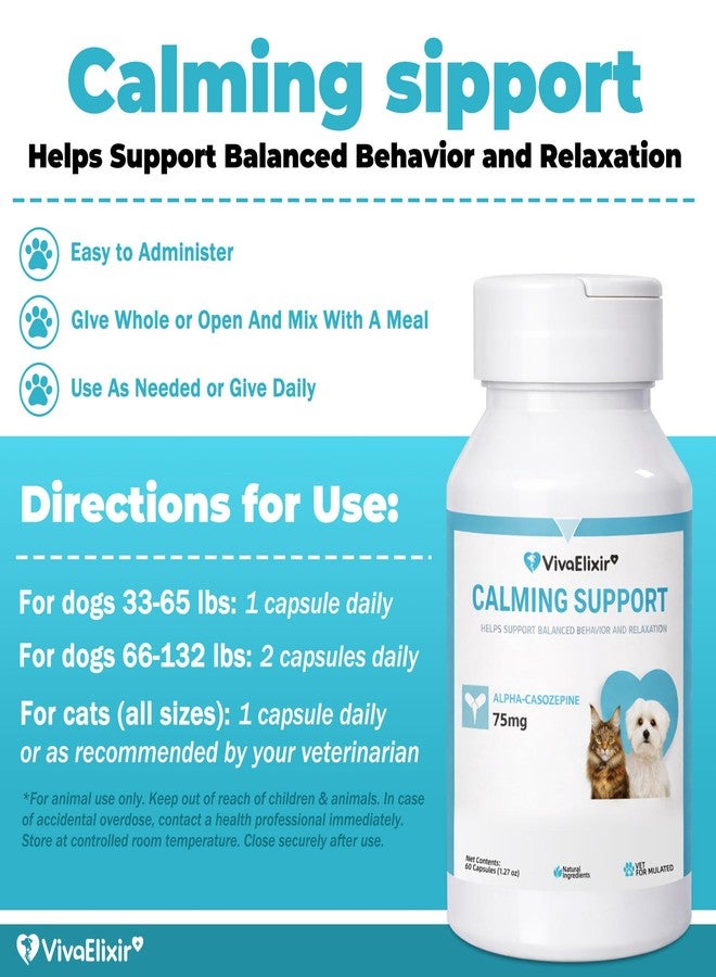 VivaElixir Dog Calming Capsule Calming Support Supplement for Small Dogs and Cats, Helps Promote Relaxation and Reduce External Stress Factors, Daily Behavioral Support and Anxiety Relief for Dogs and Cats, 75mg - Image 5