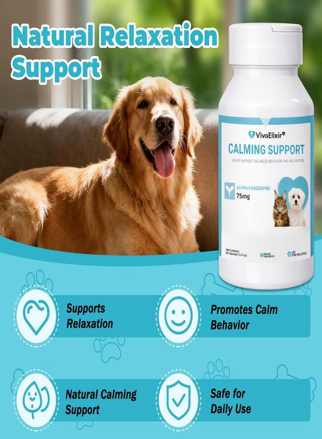 VivaElixir Dog Calming Capsule Calming Support Supplement for Small Dogs and Cats, Helps Promote Relaxation and Reduce External Stress Factors, Daily Behavioral Support and Anxiety Relief for Dogs and Cats, 75mg - Image 2