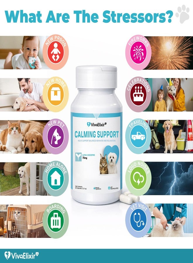 VivaElixir Dog Calming Capsule Calming Support Supplement for Small Dogs and Cats, Helps Promote Relaxation and Reduce External Stress Factors, Daily Behavioral Support and Anxiety Relief for Dogs and Cats, 75mg - Image 4