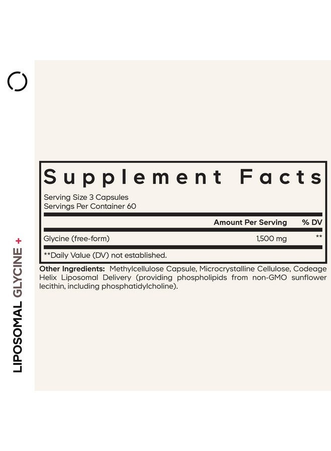 Codeage Liposomal Glycine+ Supplement - Free-Form Glycine 1,500 mg with Liposomal Delivery - 2-Month Supply - Amino Acid Capsules - Protein Support - Glycine Vitamins - 180 Capsules - Image 2