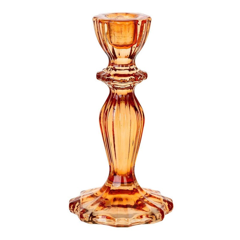 Talking Tables Boho Orange Glass Candlestick Holder, One Size,Glass Candle Holder Large - Image 1