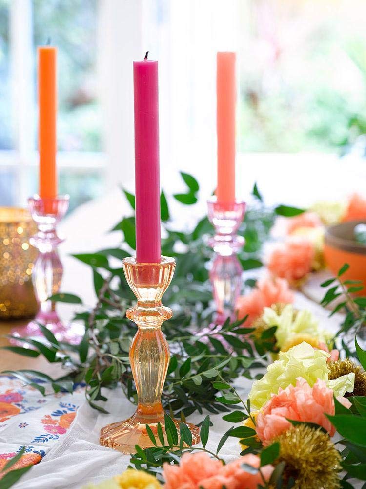 Talking Tables Boho Orange Glass Candlestick Holder, One Size,Glass Candle Holder Large - Image 2