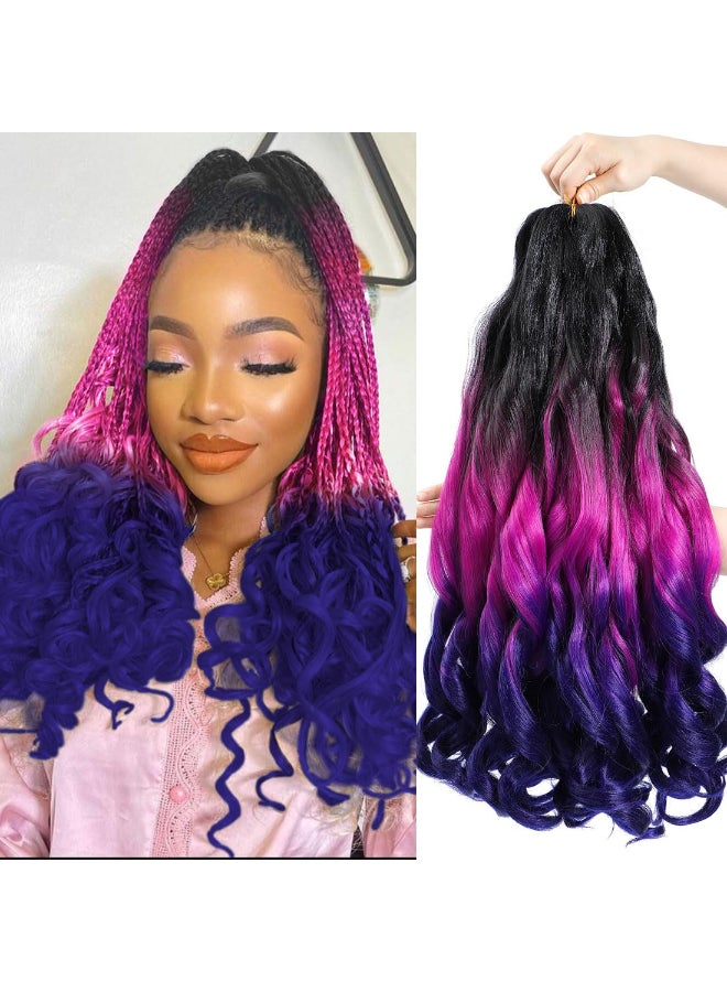 WIPPORYA French Curly Braiding Hair 24 Inch 6 Packs Black Loose Wave Bouncy Crochet Hair Pre Stretched 100gpack Yaki Curly Braiding Hair for Black Women Hair Extensions 1Bpurpledark blue - Image 2