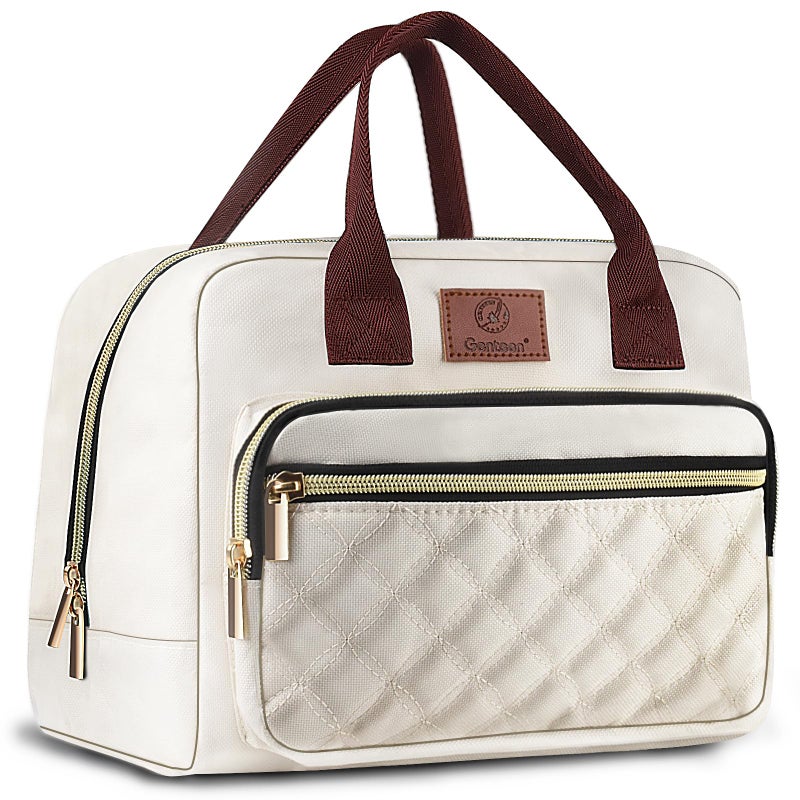 Genteen Lunch box for Women, Insulated Tote LunchBox for Adult Men Reusable Lunch Box with Front Pocket for Work, Picnic or Travel-15 Cans/14 Liters- white - Image 1