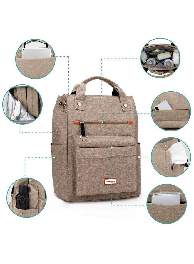 Pomelo Best Pomelo Best Baby Diaper Bag Backpack, Large Capacity Multifunction Travel Pack with Waterproof Changing Pad, stroller hook with velcro, insulated bottle holder, utensil pocket, Light Coffee  - Image 4