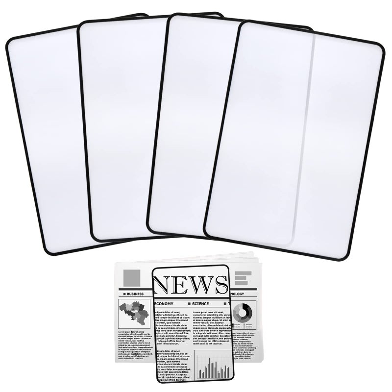 HOYDATE 4Pcs Page Magnifying Sheet 3X Lightweight Optical Plastic Fresnel Lens Bookmark Flat Magnifier for The Elderly and People with Low Vision Reading Small Prints, Maps and Books - Image 1