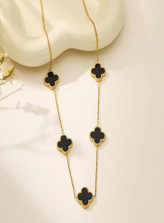STYOLLO Black Clover Necklace for Women & Girls | Gold Plated Anti-Tarnish Pendant Chain | Stylish Jewelry Gift | Lucky Charm Fashion Accessory for Office & Festive Look | Women's Jewellery-(Black) - Image 4
