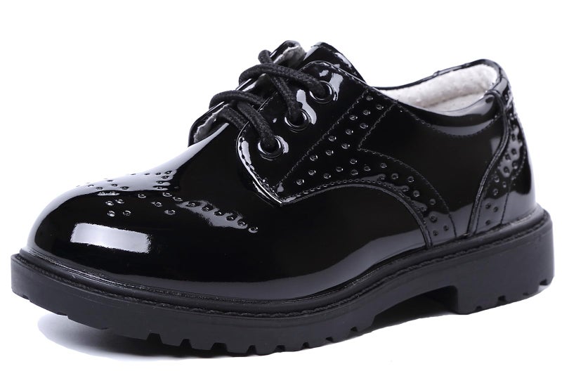 DADAWEN Children's Boy's Girl's Lace-Up School Uniform Shoes Comfort Oxford Dress Shoes (Toddler/Little Kid/Big Kid) Black US Size 8 M Toddler - Image 1
