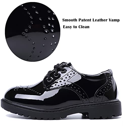 DADAWEN Children's Boy's Girl's Lace-Up School Uniform Shoes Comfort Oxford Dress Shoes (Toddler/Little Kid/Big Kid) Black US Size 8 M Toddler - Image 3
