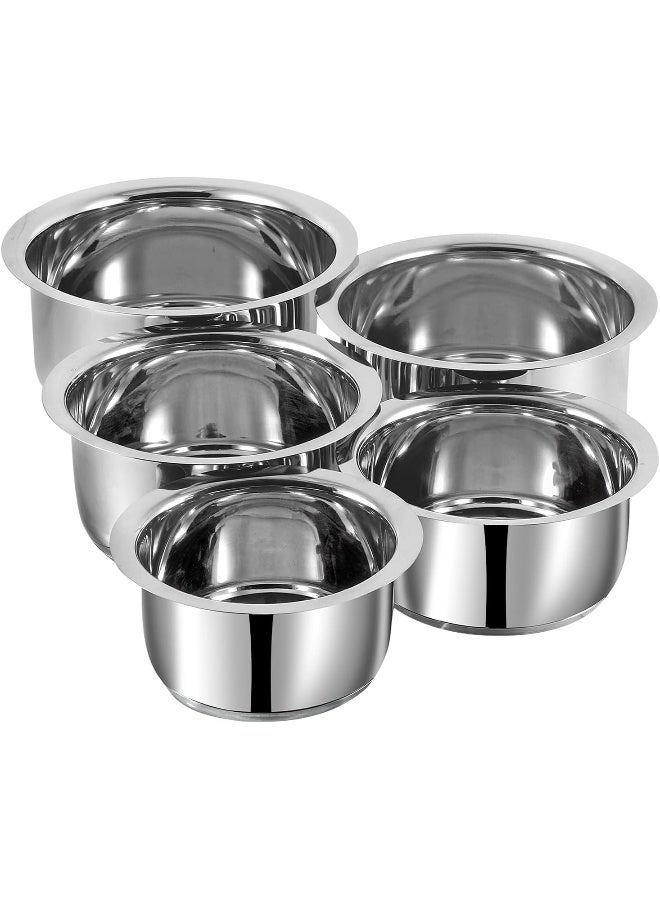 Vinod Sandwich Bottom Stainless Steel Tope Set of 5, Without lid, 0.8, 1, 1.4, 1.8 and 2.2 litres - Image 3