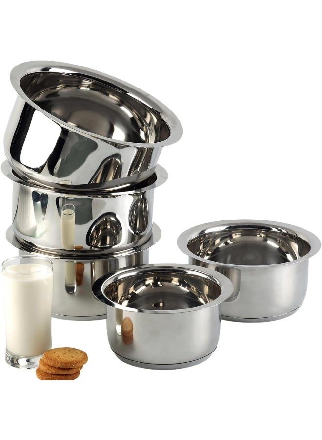 Vinod Sandwich Bottom Stainless Steel Tope Set of 5, Without lid, 0.8, 1, 1.4, 1.8 and 2.2 litres - Image 1