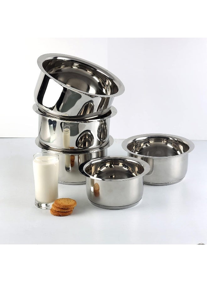 Vinod Sandwich Bottom Stainless Steel Tope Set of 5, Without lid, 0.8, 1, 1.4, 1.8 and 2.2 litres - Image 4