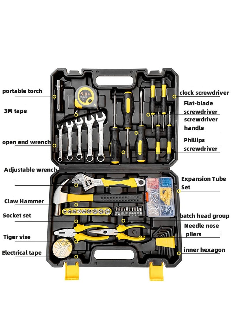 مجموعة ادوات اصلاح منزلية مكونة من 110 قطعة ، مجموعة ادوات يدوية مختلطة مع علبة تخزين بلاستيكية - Image 2